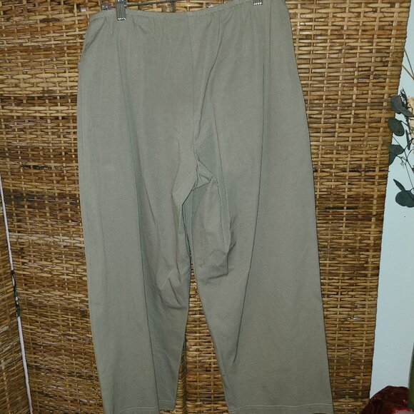 Eileen Fisher Taupe Wide Leg Crop Pant Women's SZ M VTG Cotton Stretch Waist - Picture 5 of 5